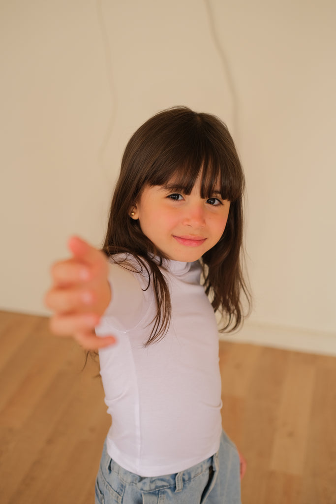 Girls cotton long sleeve high neck Top