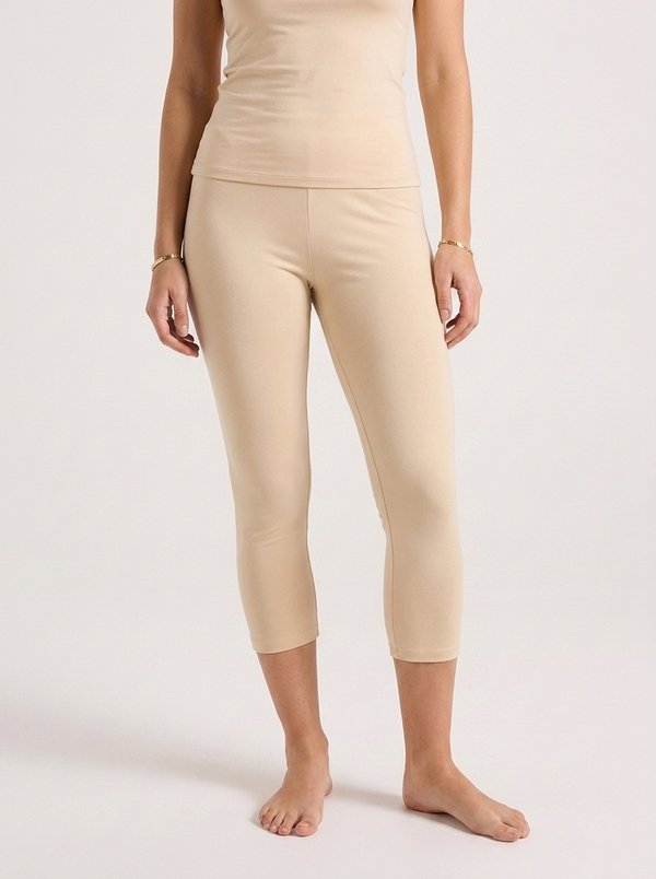Vona Women Essentials Pantacourt Solid White M Single Jersey 95% Cotton - 5% Lycra